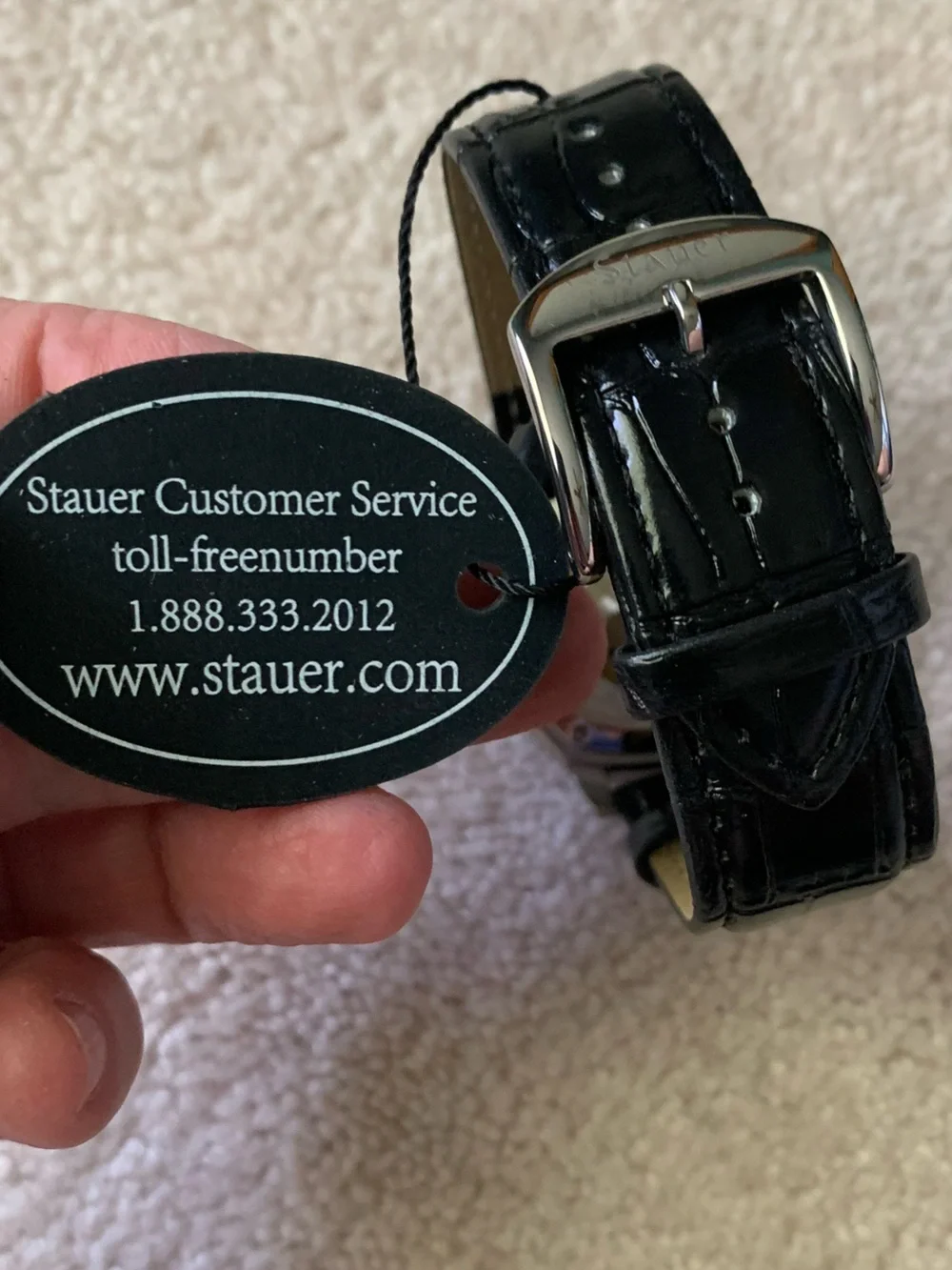 Stauer 1930 Jump Hour Watch - Black Leather Strap - NWT